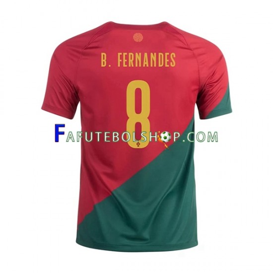 Camisa 1 Portugal B.Fernandes 8 Copa Do Mundo 2022 manga curta ,Masculino