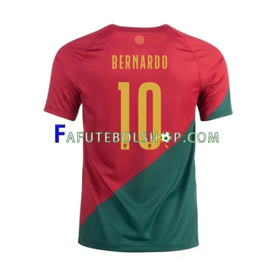 Camisa 1 Portugal Bernardo 10 Copa Do Mundo 2022 manga curta ,Masculino