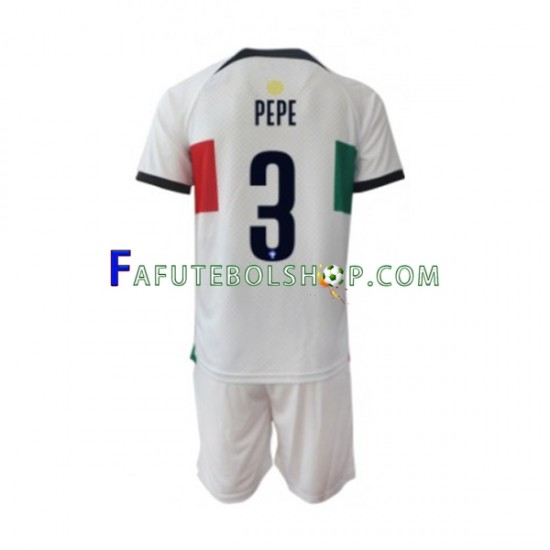 Camisa 2 Portugal PEPE 3 Copa Do Mundo 2022 manga curta ,infantil