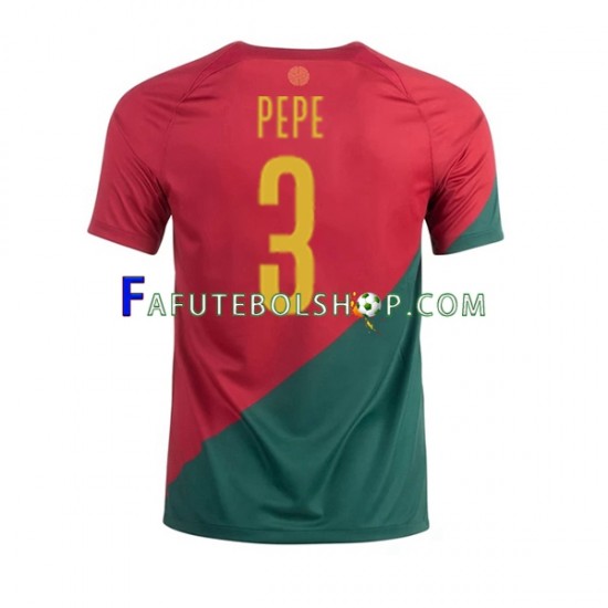 Camisa 1 Portugal PEPE 3 Copa Do Mundo 2022 manga curta ,Masculino