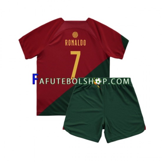 Camisa 1 Portugal Ronaldo 7 Copa Do Mundo 2022 manga curta ,infantil