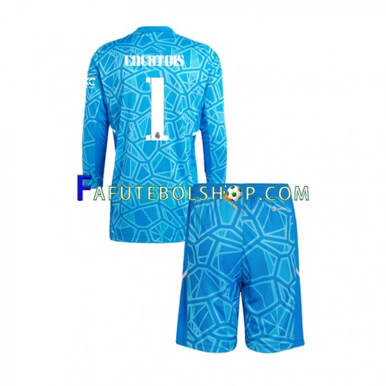 Camisa Goleiro 1 Real Madrid Courtois 1 2022-2023 manga longa ,infantil