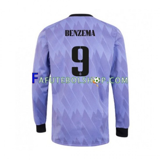 Camisa 2 Real Madrid Karim Benzema 9 2022-2023 manga longa ,Masculino