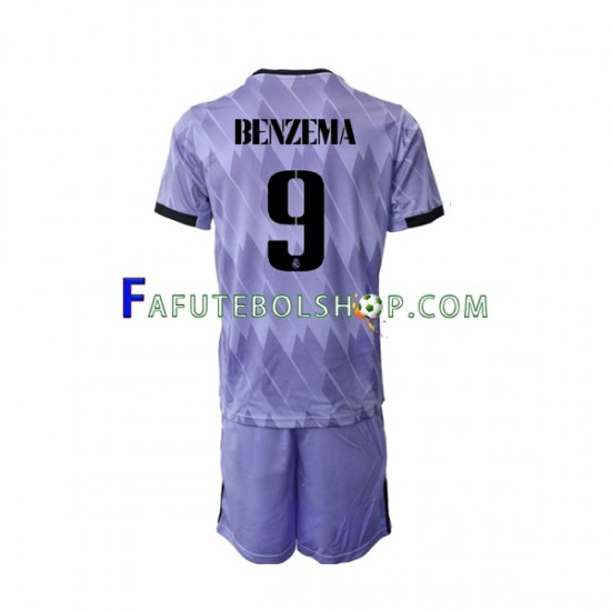 Camisa 2 Real Madrid Karim Benzema 9 2022-2023 manga curta ,infantil