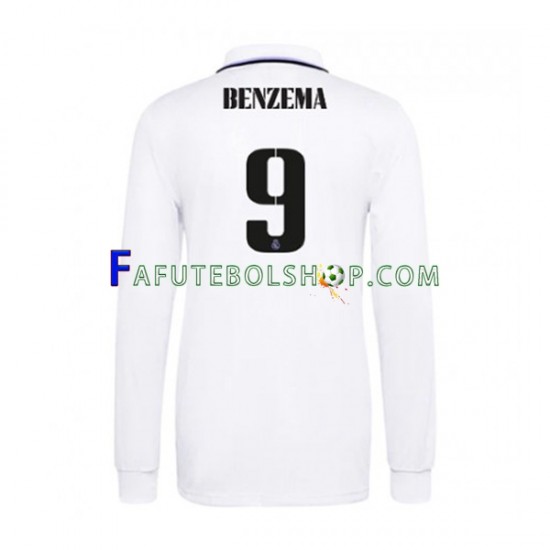 Camisa 1 Real Madrid Karim Benzema 9 2022-2023 manga longa ,Masculino