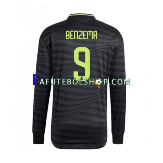 Camisa 3 Real Madrid Karim Benzema 9 2022-2023 manga longa ,Masculino