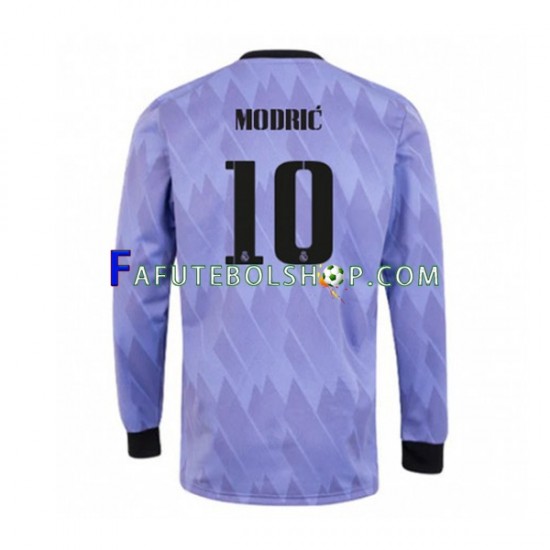 Camisa 2 Real Madrid Modrić 10 2022-2023 manga longa ,Masculino