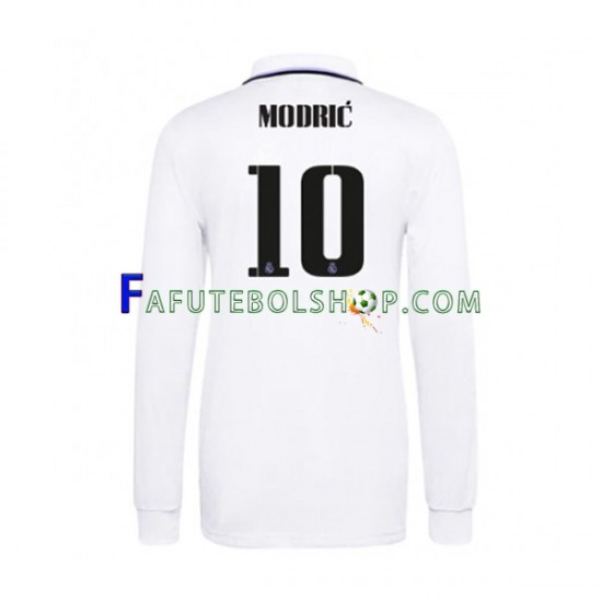 Camisa 1 Real Madrid Modrić 10 2022-2023 manga longa ,Masculino