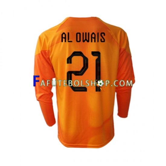 Camisa Goleiro 2 Arábia Saudita Mohammed Al-Owais 21 Copa Do Mundo 2022 manga longa ,Masculino