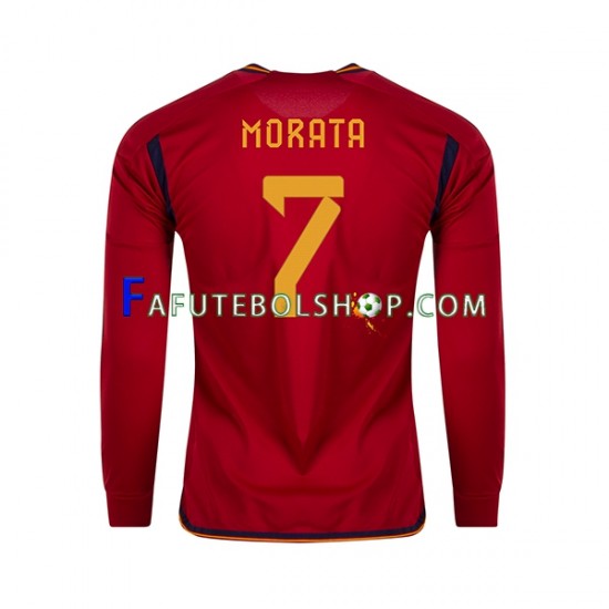 Camisa 1 Espanha MORATA 7 Copa Do Mundo 2022 manga longa ,Masculino