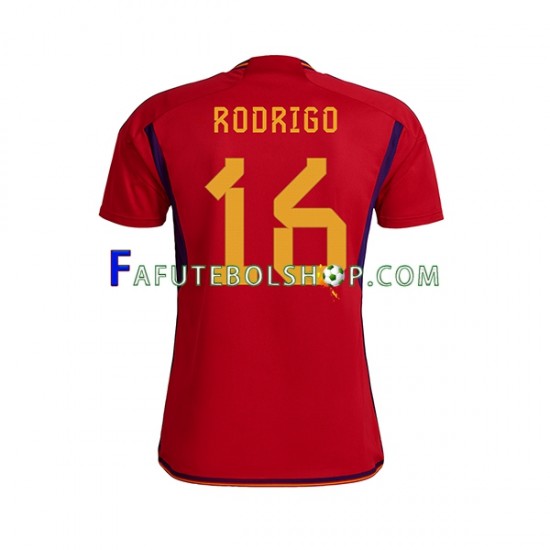 Camisa 1 Espanha RODRIGO 16 Copa Do Mundo 2022 manga curta ,Masculino