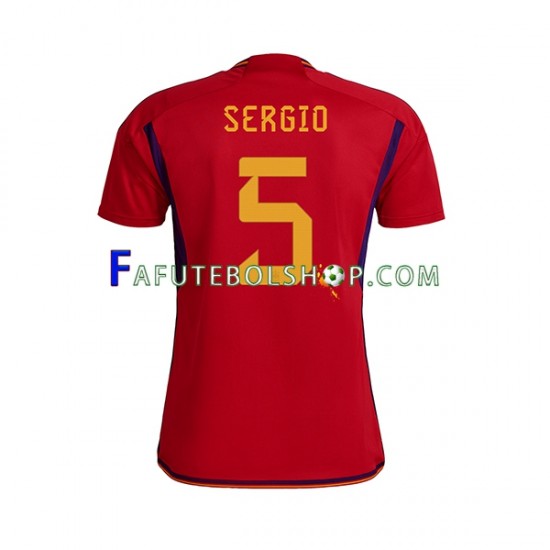 Camisa 1 Espanha SERGIO BUSQUETS 5 Copa Do Mundo 2022 manga curta ,Masculino