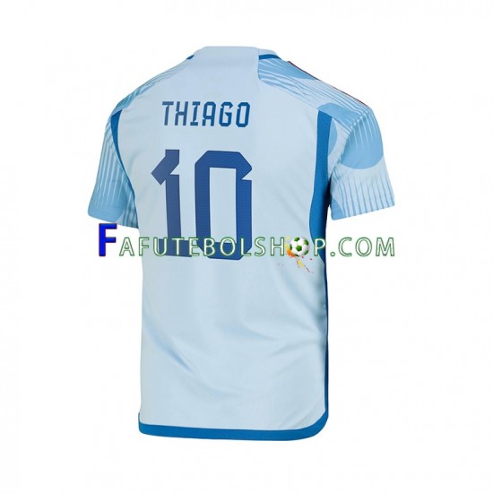 Camisa 2 Espanha Thiago 10 Copa Do Mundo 2022 manga curta ,Masculino