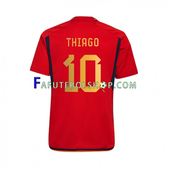 Camisa 1 Espanha Thiago 10 Copa Do Mundo 2022 manga curta ,Masculino