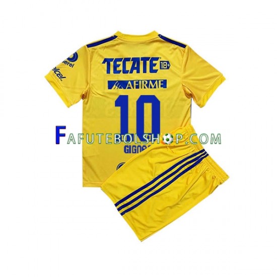 Camisa 1 Tigres UANL Andre-Pierre Gignac 10 2022-2023 manga curta ,infantil